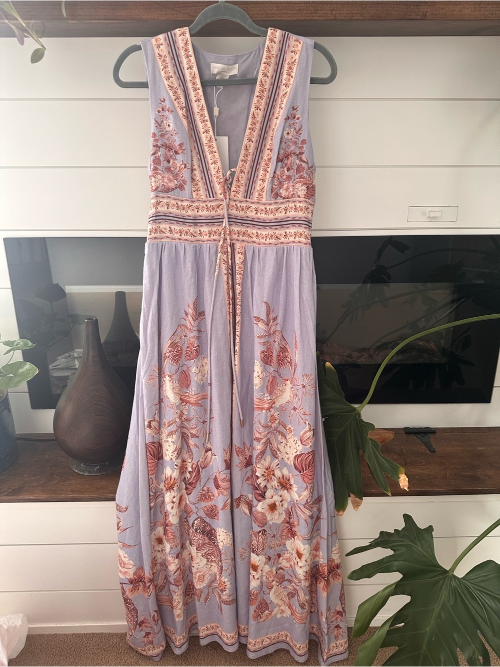 Caroline Constas Lavender Floral Maxi Dress with V-Neck - Picture 7 of 9